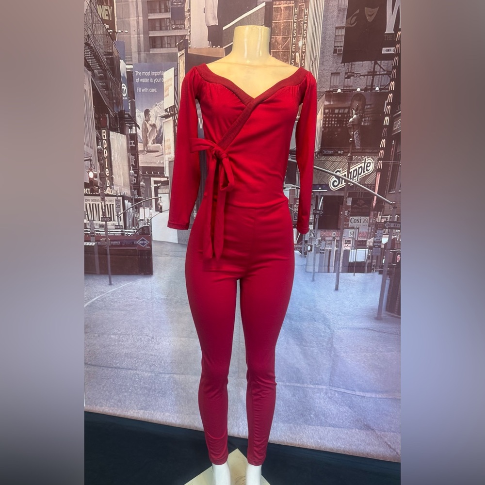Women's Long Sleeve Red Jumpsuit